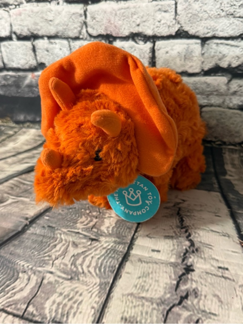 Manhattan Toy Company Little Jurassics “Chewy” The Triceratops Orange 9” Plush